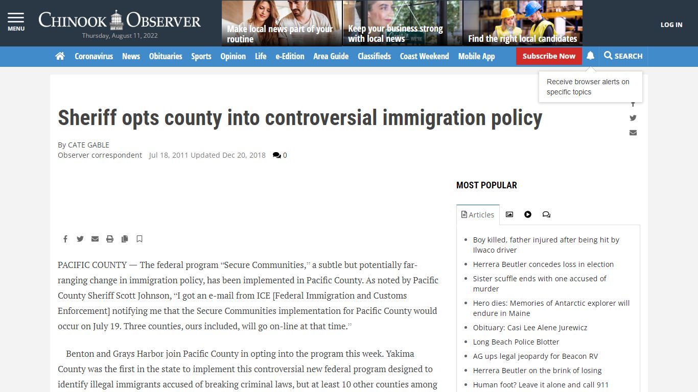 Sheriff opts county into controversial immigration policy ...
